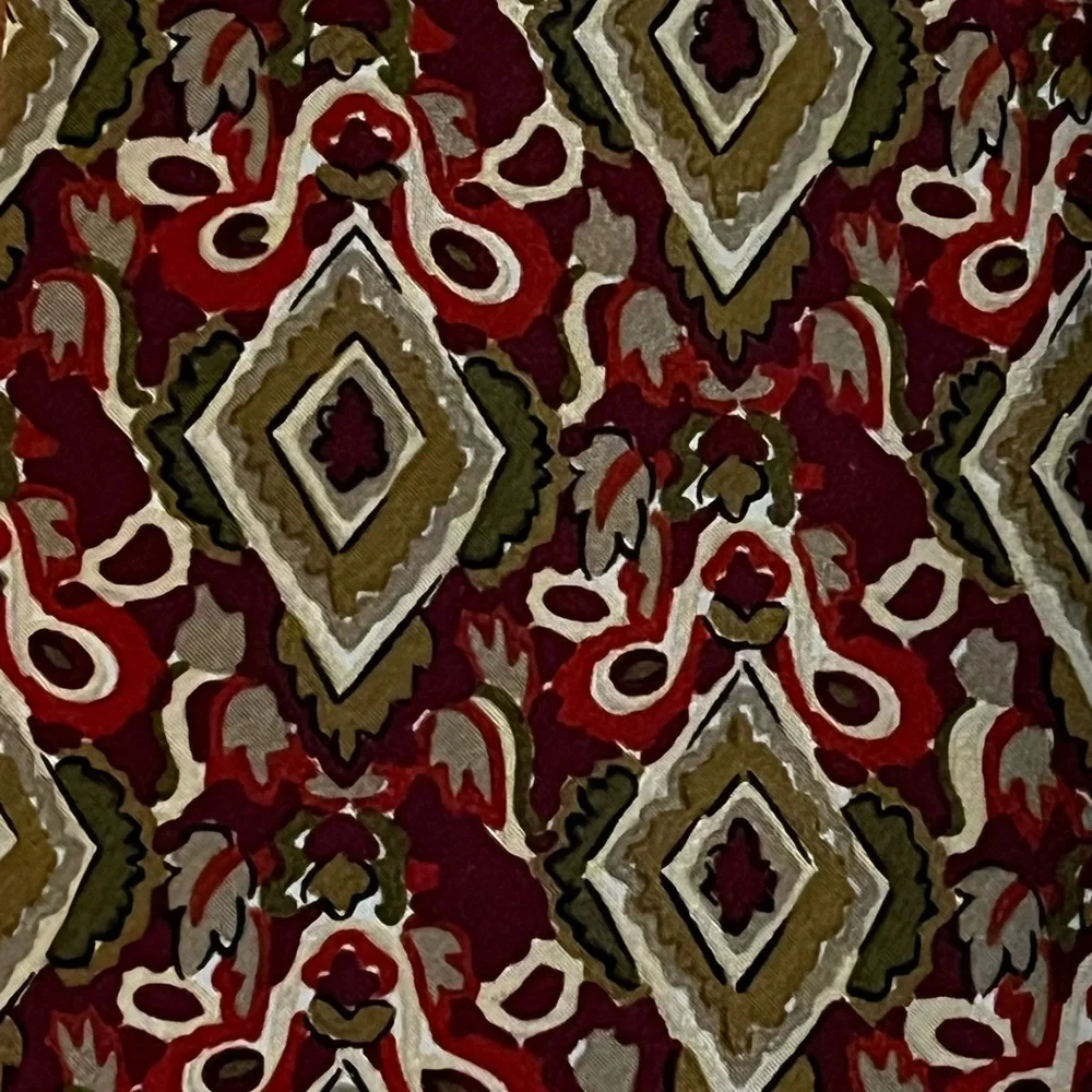 Missoni Cravatte Tie 100% Silk Diamond Abstract Olive Green Red Made In Spain